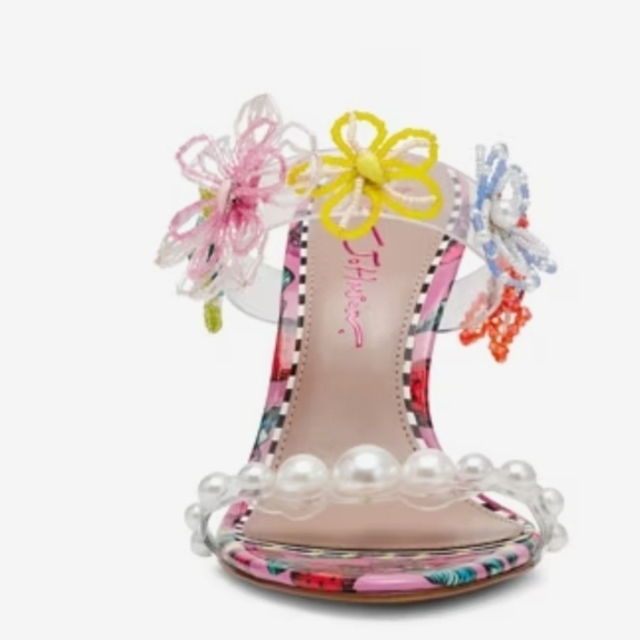 💕🔹️Betsey Johnson🔹️berry Multi Goldiee embellished Heeled Sandals - Picture 6 of 8